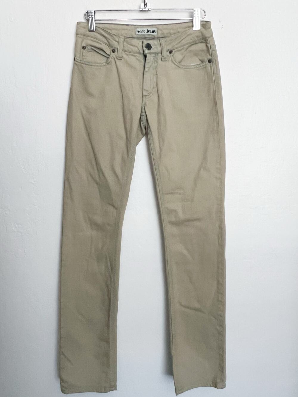 Acne Studios Denim Jeans Sz 26 Slim Straight Low Rise Sage Green Gray